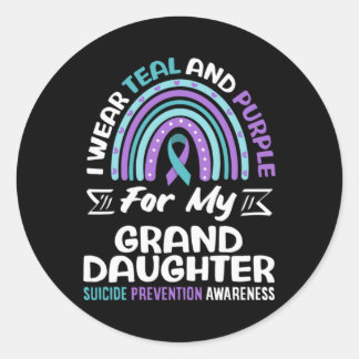 Sticker Rond Portez du sarcelle et du violet pour le suicide d'