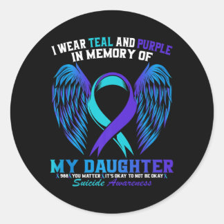 Sticker Rond Portez du sarcelle et du violet pour le suicide de