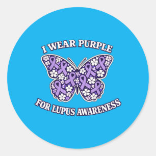 Sticker Rond Portez du violet pour la sensibilisation au lupus