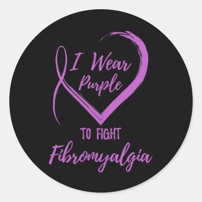 Sticker Rond Portez le violet contre la fibromyalgie (Devant)