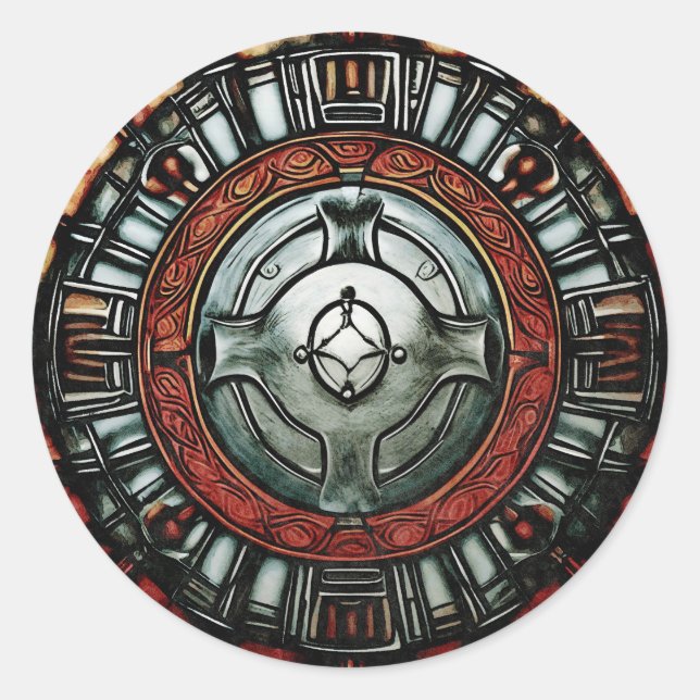 Sticker Rond Portez l'esprit des Vikings dans votre bouclier (Devant)