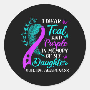 Sticker Rond Portez Turquoise Violet En Mémoire De Mon Suicide