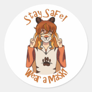 Sticker Rond Portez un Masque !