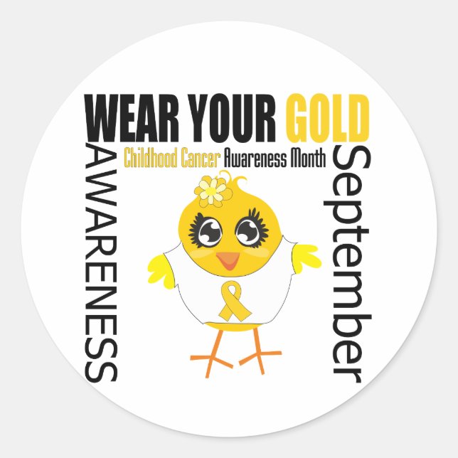 Sticker Rond Portez votre or Mois de sensibilisation au cancer  (Devant)