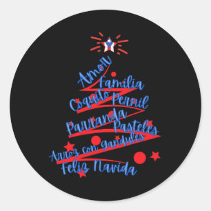 Sticker Rond Porto Rico Christmas Feliz Navidad