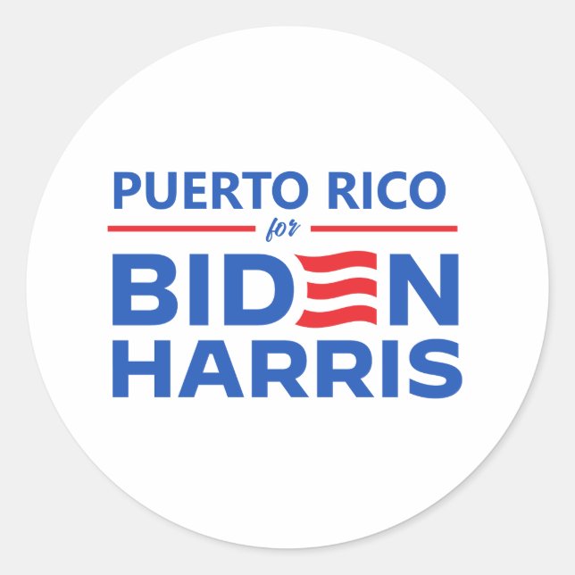 Sticker Rond Porto Rico pour Biden Harris (Devant)