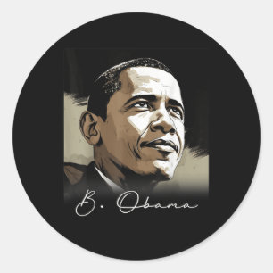 Sticker Rond Portrait Barack Obama Président Patriotique