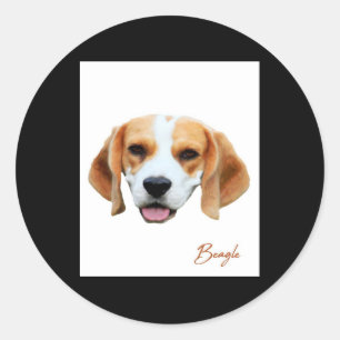 Sticker Rond Portrait couleur chien beagle