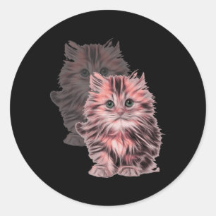 Sticker Rond Portrait De Chat Cute Pour Les Moms De Chat Et Amo