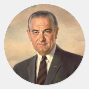 Sticker Rond Portrait de fonctionnaire de Lyndon Johnson