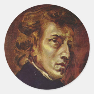 Sticker Rond Portrait de Frederic Chopin par Eugene Delacroix