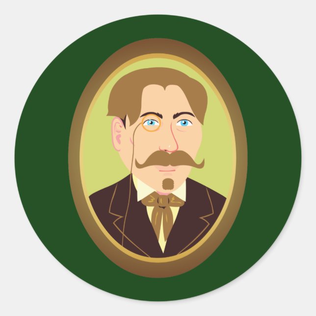 Sticker Rond Portrait de Gentleman victorien (Devant)