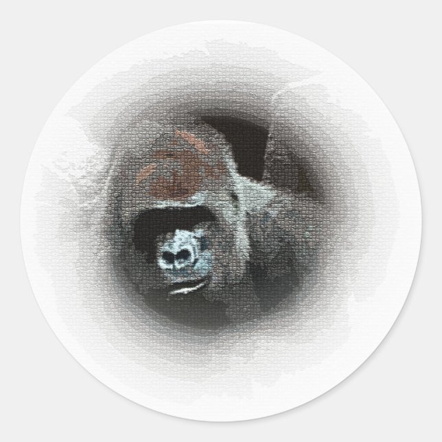 Sticker Rond Portrait de Gorilla (Devant)