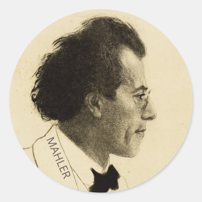 Sticker Rond Portrait de Gustav Mahler (1902) (Devant)