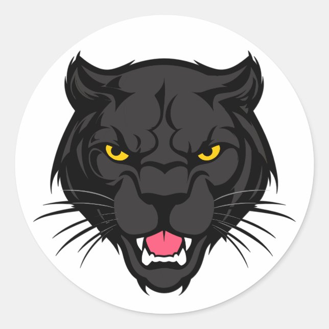 Sticker Rond Portrait de la tête de panther (Devant)