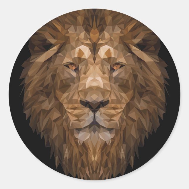 Sticker Rond Portrait de lion géométrique (Devant)