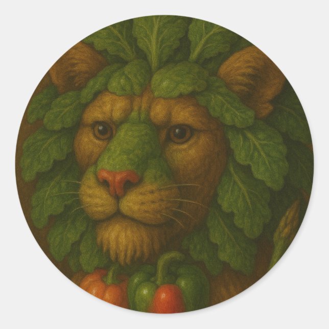 Sticker Rond Portrait de Lion Renaissance (Devant)