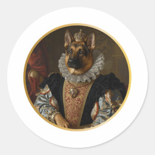 Sticker Rond Portrait de reine Renaissance Berger Allemand
