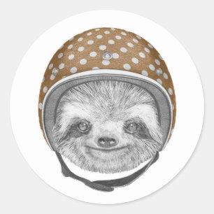 Sticker Rond Portrait De Sloth Casque moto
