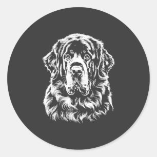 Sticker Rond Portrait de Terre-Neuve Vêtements minimalistes