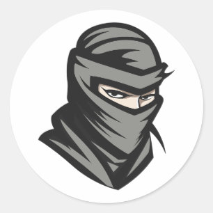 Sticker Rond Portrait de tête Ninja Shinobi