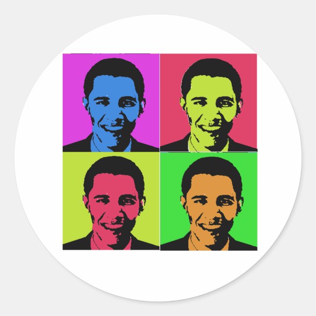 Sticker Rond Portrait d'Obama (Devant)