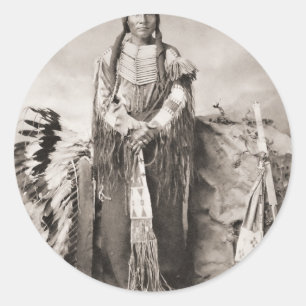 Sticker Rond Portrait du Crazy Horse