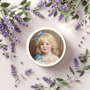 Sticker Rond Portrait d'une fille en robe bleue, Art