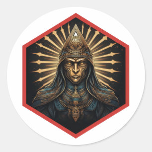 Sticker Rond Portrait Fantastique Illuminati Incroyable
