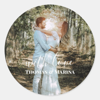 Sticker Rond Portrait Mariage personnalisé Calligraphie moderne