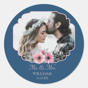 Sticker Rond Portrait Marié Portrait Anniversaire du mariage
