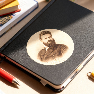 Sticker Rond Portrait vintage de Hristo Botev, patriote bulgare