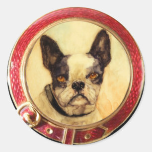 STICKER ROND PORTRAITS DE CHIEN DE MINIATURE VICTORIENNE
