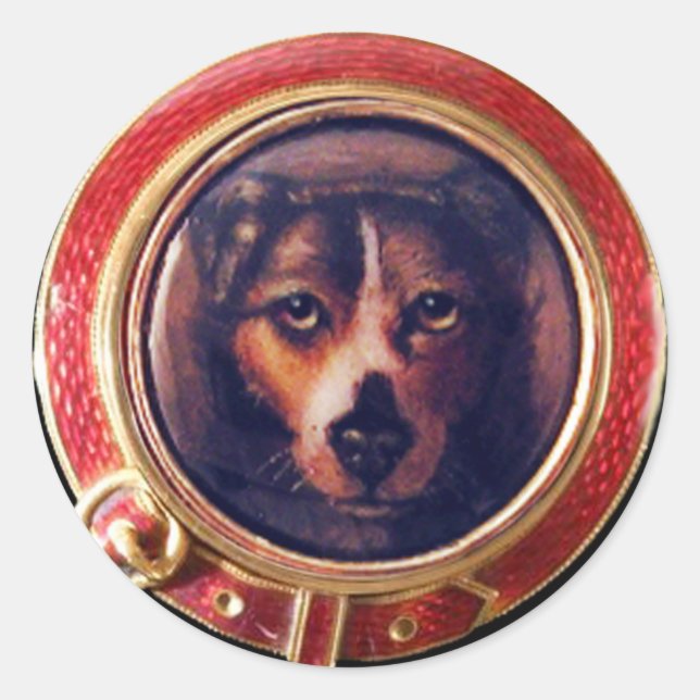 STICKER ROND PORTRAITS DE CHIEN VICTORIEN MINIATURE (Devant)