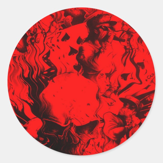 Sticker Rond Portraits de musiciens de pop dans Vibrant rouge c (Devant)