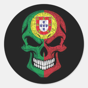 Sticker Rond Portugal Drapeau du crâne souriant