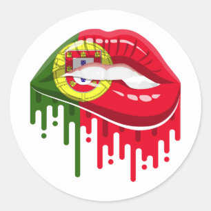 Sticker Rond Portugal lèvres ornithologie drapeau