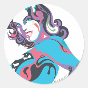 Sticker Rond Pose 1 d'éclaboussure de couleur de Supergirl