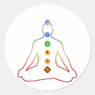 Sticker Rond Pose d'Asana Siddhasana de yoga avec 7 Chakras