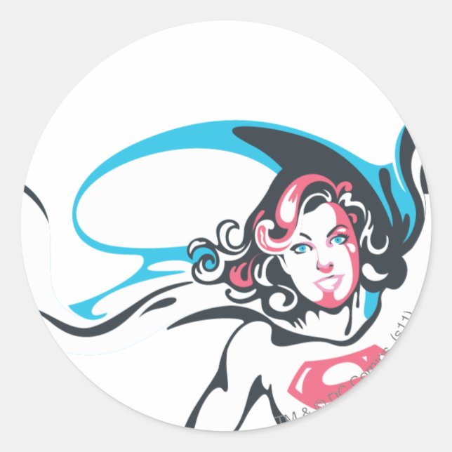 Sticker Rond Pose d'éclaboussure couleur Supergirl 2 (Devant)