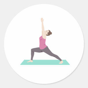 Sticker Rond Pose du guerrier du yoga