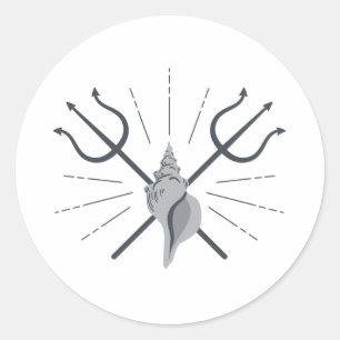 Sticker Rond Poseidon Trident