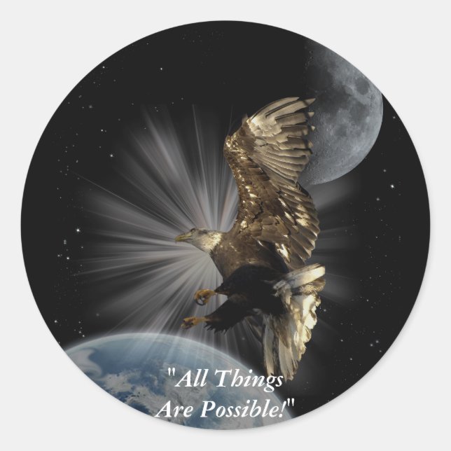 Sticker Rond "POSSIBILITÉS" Cadeaux Motivationnels d'aigle à tê (Devant)