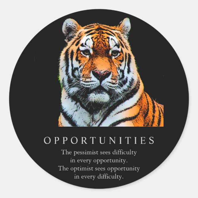 Sticker Rond Possibilités de motivation Citer Tigre (Devant)