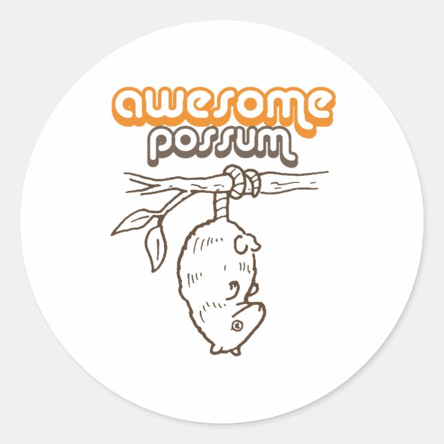 Sticker Rond Possum génial (Devant)