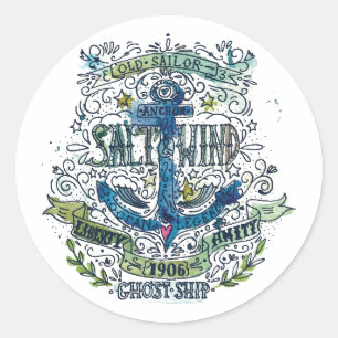 Sticker Rond Poster de l'Ancre Old Sailor
