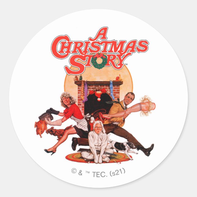 Sticker Rond Poster d'une histoire de Noël (Devant)