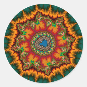 Sticker Rond Poster Fractal Mandelbrot Vert