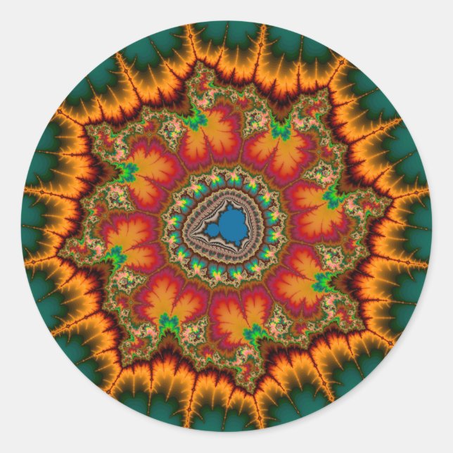 Sticker Rond Poster Fractal Mandelbrot Vert (Devant)