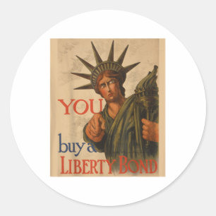 Sticker Rond Poster Propagande Ww1 vintage Liberty Bond Usa Wor